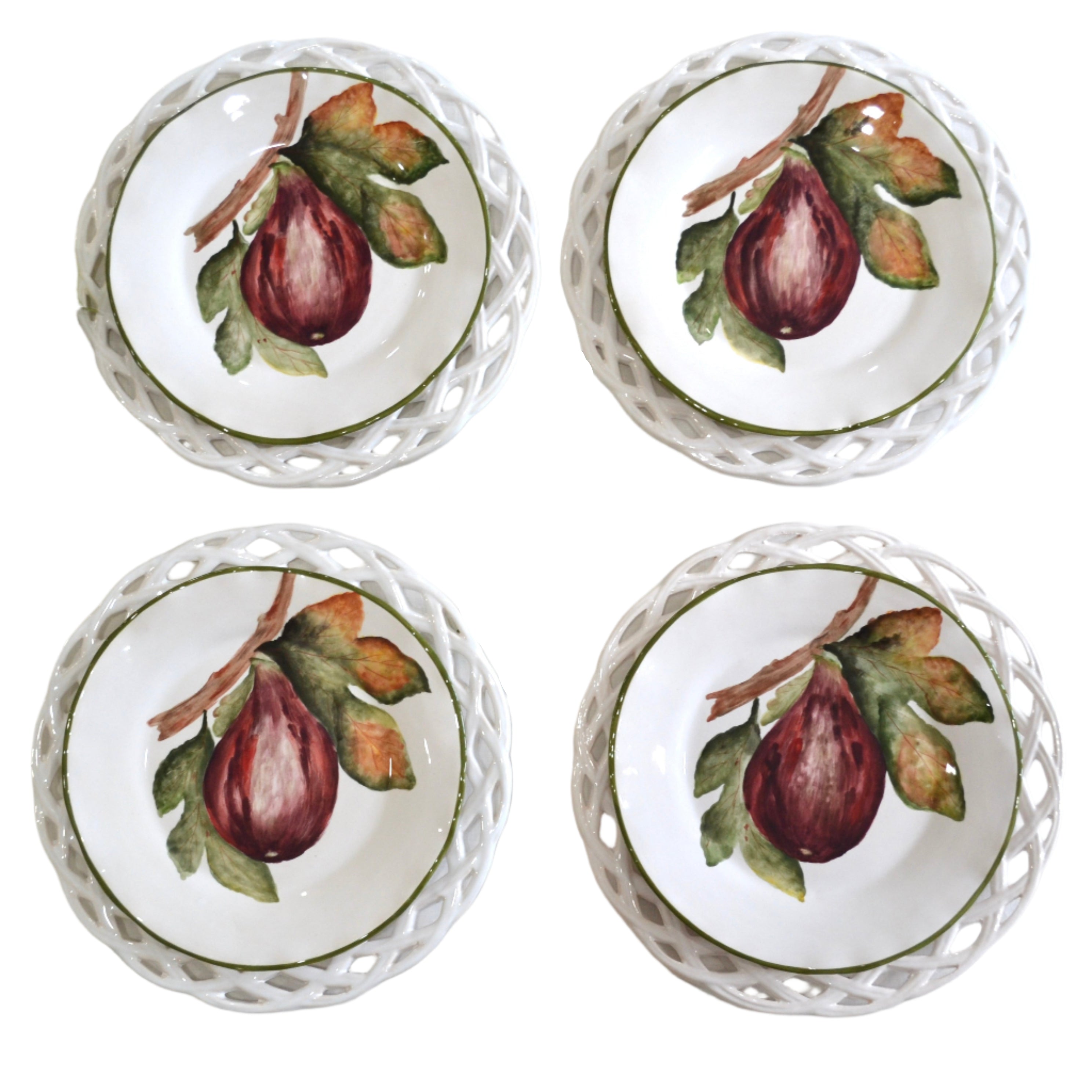 White & Fig Plates Set (8-piece)